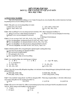 Ôn tập học kì I môn hóa học lớp 8